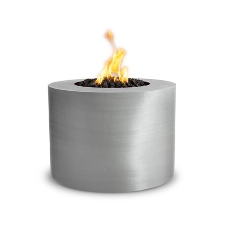 The Outdoor Plus 30 Round Beverly Fire Pit - Stainless Steel - Match Lit - Liquid Propane OPT-30RRSS-LP